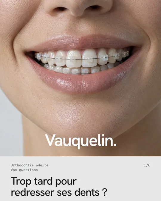 Publication du concept Vauquelin&nbsp;: un sourire avec des attaches céramique, «&nbsp;Trop tard pour redresser ses dents&nbsp;?&nbsp;»