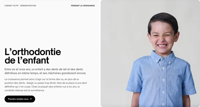 Le haut de la page «&nbsp;L’orthodontie de l’enfant&nbsp;» du modèle Roussel&nbsp;: entre six et onze ans, les mâchoires grandissent encore